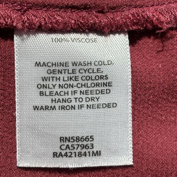 Rachel Parcell Womens Blouse Small Burgundy Ruffle Career Viscose Mockneck - Picture 7 of 9